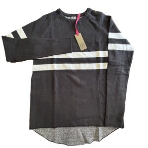 NWT We Are Massiv. City of Angels coast stripe crew neck sweater hi/low hem sz M